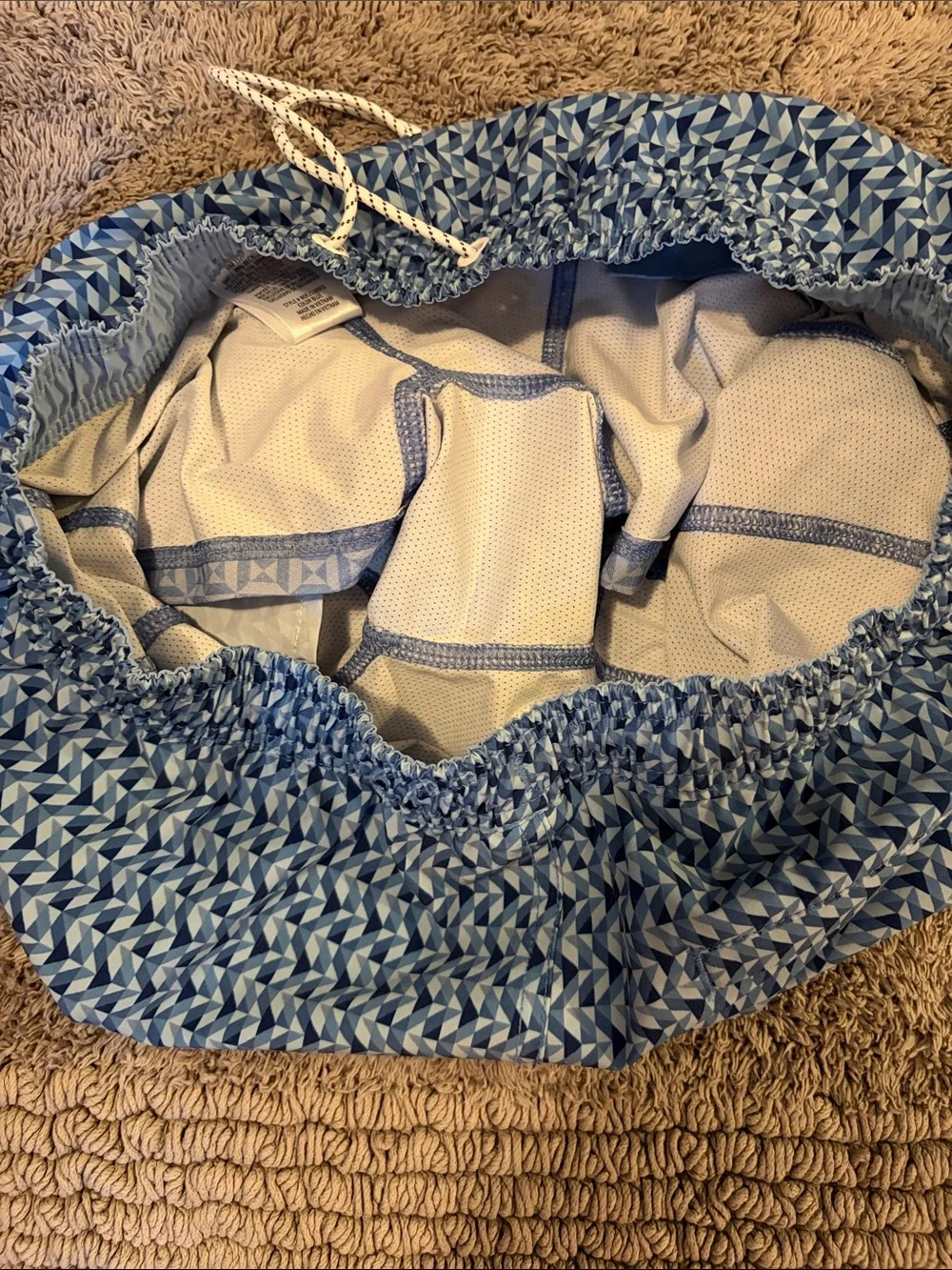 Blue Geometric Swim Shorts